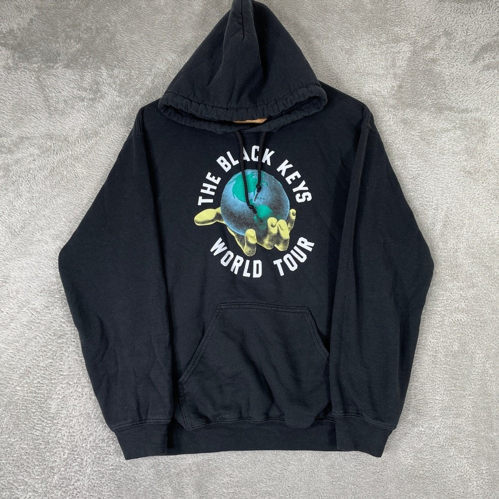The Black Keys World Tour Hoodie Mens Small Black Graphic Rock Band Concert